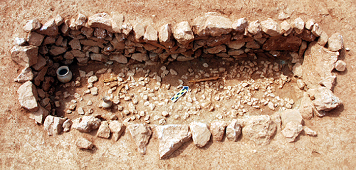▲여수 죽림 택지개발지구에서 발견된 가야계 석곽묘. 