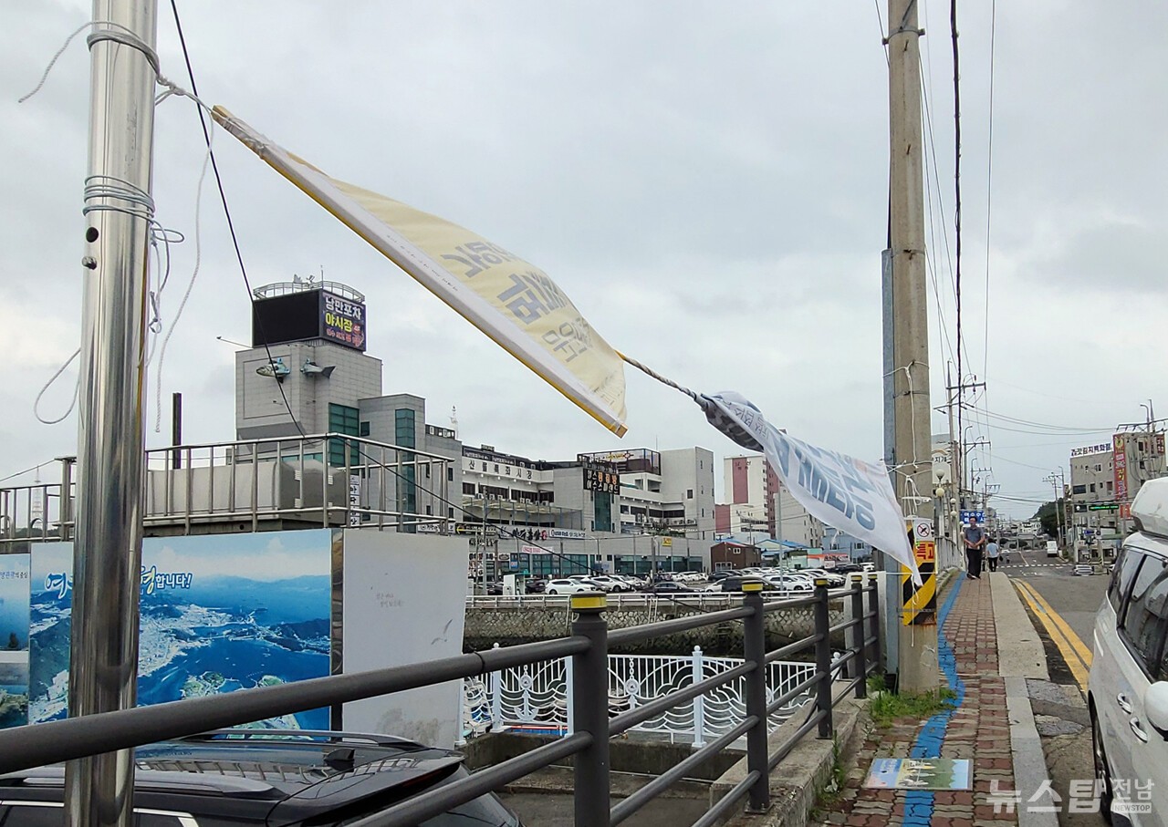 ▲ 도심에 걸린 정당 현수막. /마재일 기자